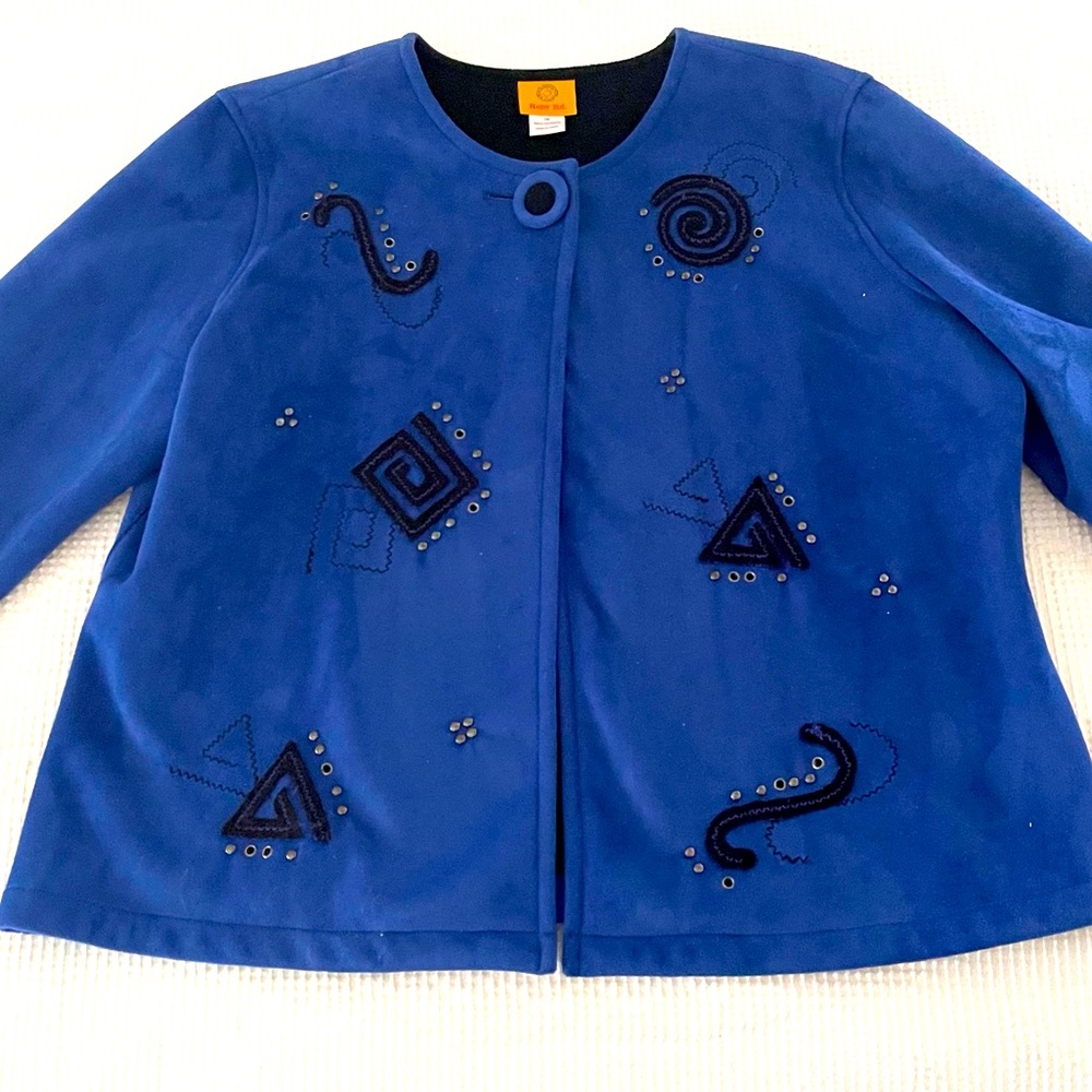 Women’s Cobalt BLUE Ruby Rd Faux Suede Jacket